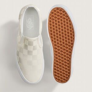 New Vans Classic Slip On Stackform Checkerboard White Satin